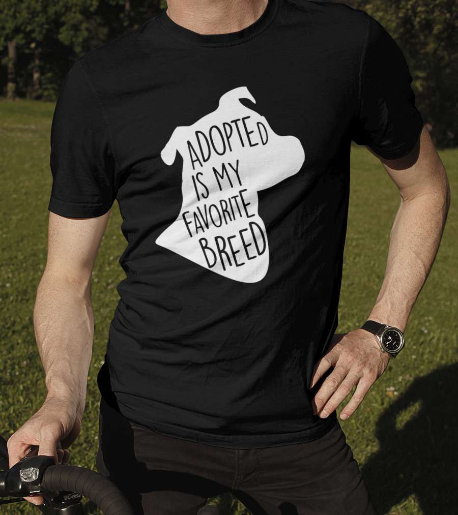 Adopted Is My Favorite Breed Dog Silhouette Outline T-Shirt
