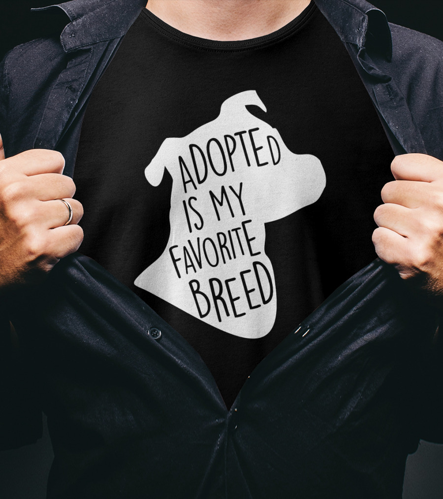 Adopted Is My Favorite Breed Dog Silhouette Outline T-Shirt
