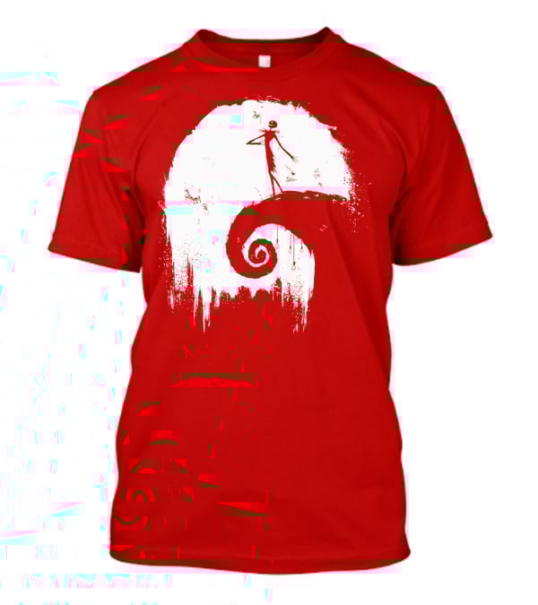 The Nightmare Before Christmas Spooky Red Hilltop Scene All Hallow's Eve T-Shirt