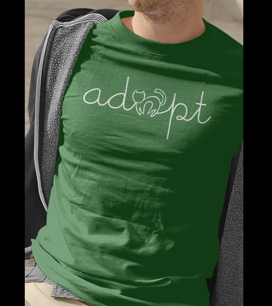 Adopt A Cat With Minimalist Line Art Cat T-Shirt