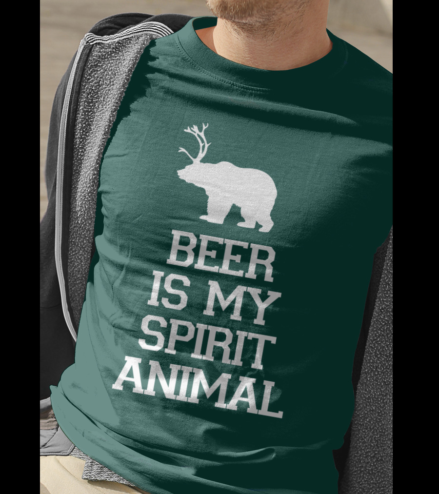 Beer Is My Spirit Animal Bear With Antlers T-Shirt