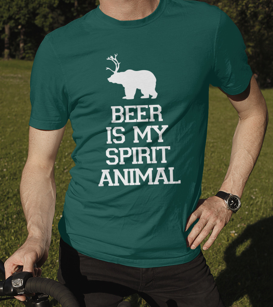 Beer Is My Spirit Animal Bear With Antlers T-Shirt