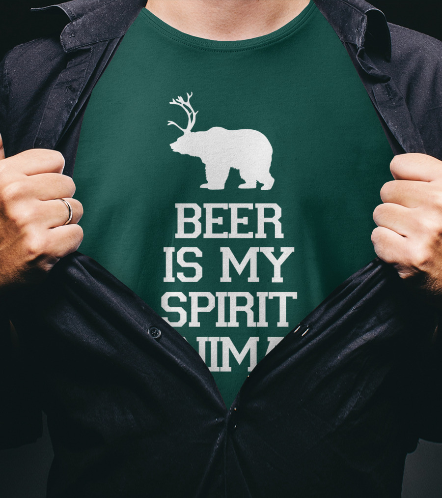Beer Is My Spirit Animal Bear With Antlers T-Shirt
