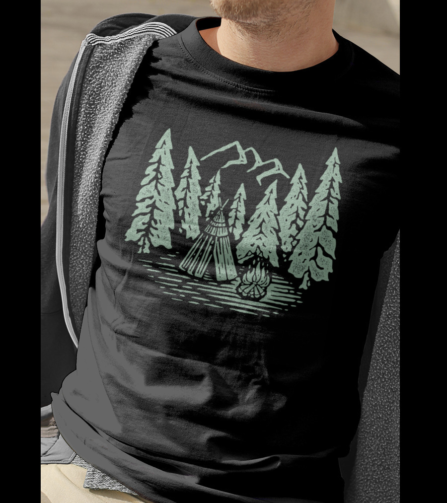 Campfire In A Forest Of Jungle Trees T-Shirt