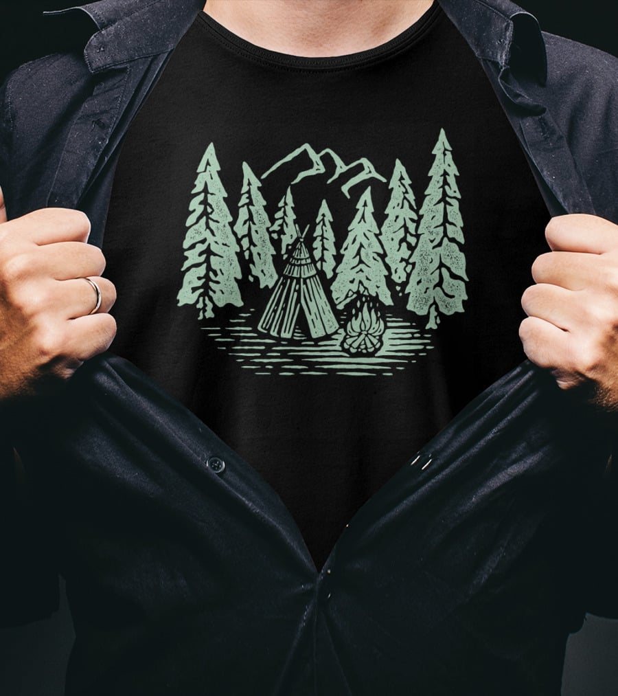 Campfire In A Forest Of Jungle Trees T-Shirt