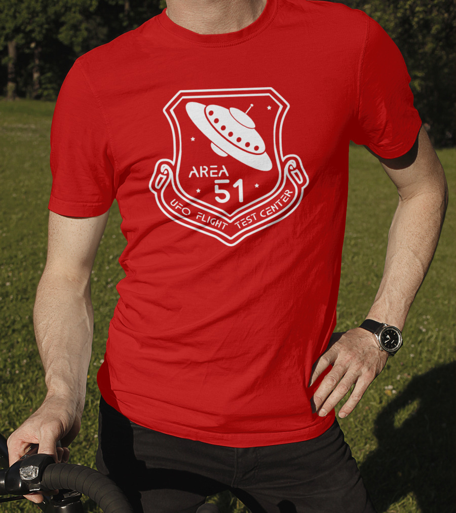 Area 51 UFO Flight Test Center Badge With Flying Saucer Emblem T-Shirt
