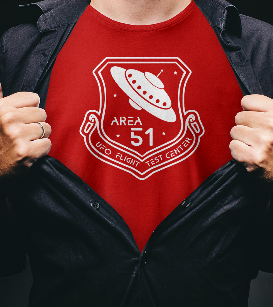 Area 51 UFO Flight Test Center Badge With Flying Saucer Emblem T-Shirt