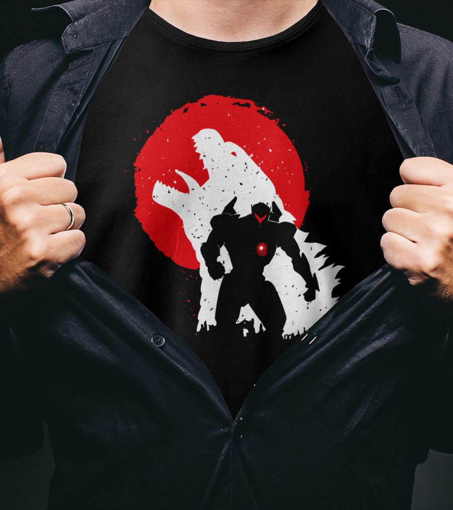 Pacific Rim Mech Vs. Kaiju Battle Scene T-Shirt