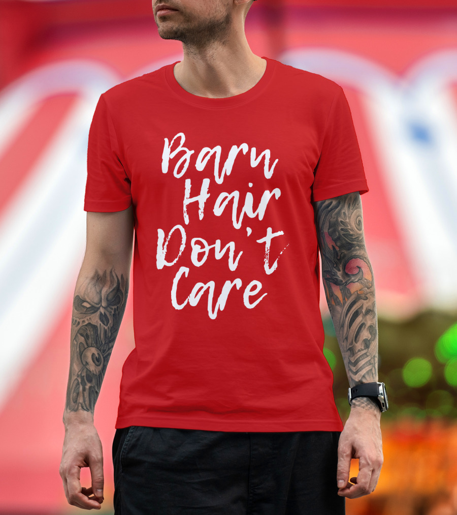 Barn Hair Don't Care Red and White Text Trend T-Shirt