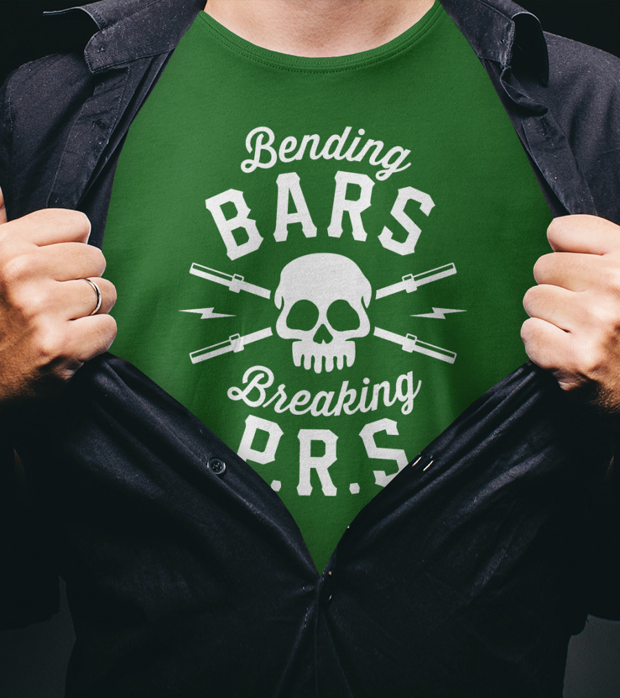 Bending Bars Breaking PRs Skull With Barbells T-Shirt