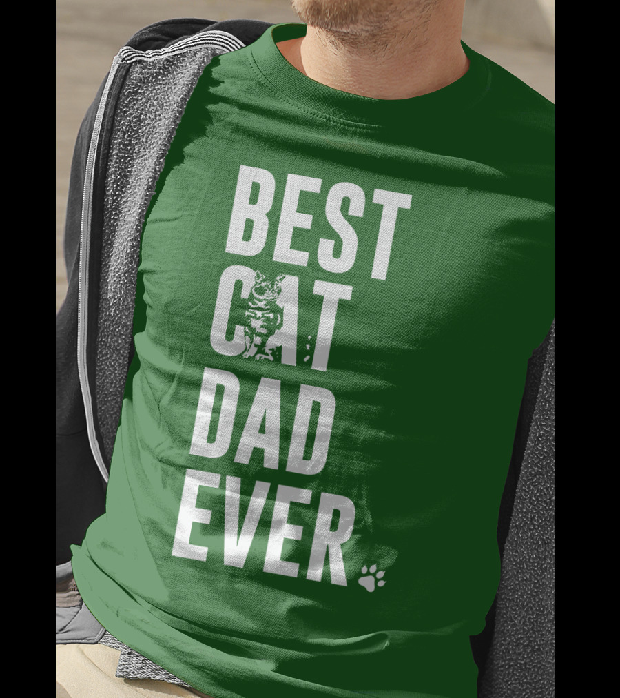 BEST CAT DAD EVER Cat And Paw T-Shirt