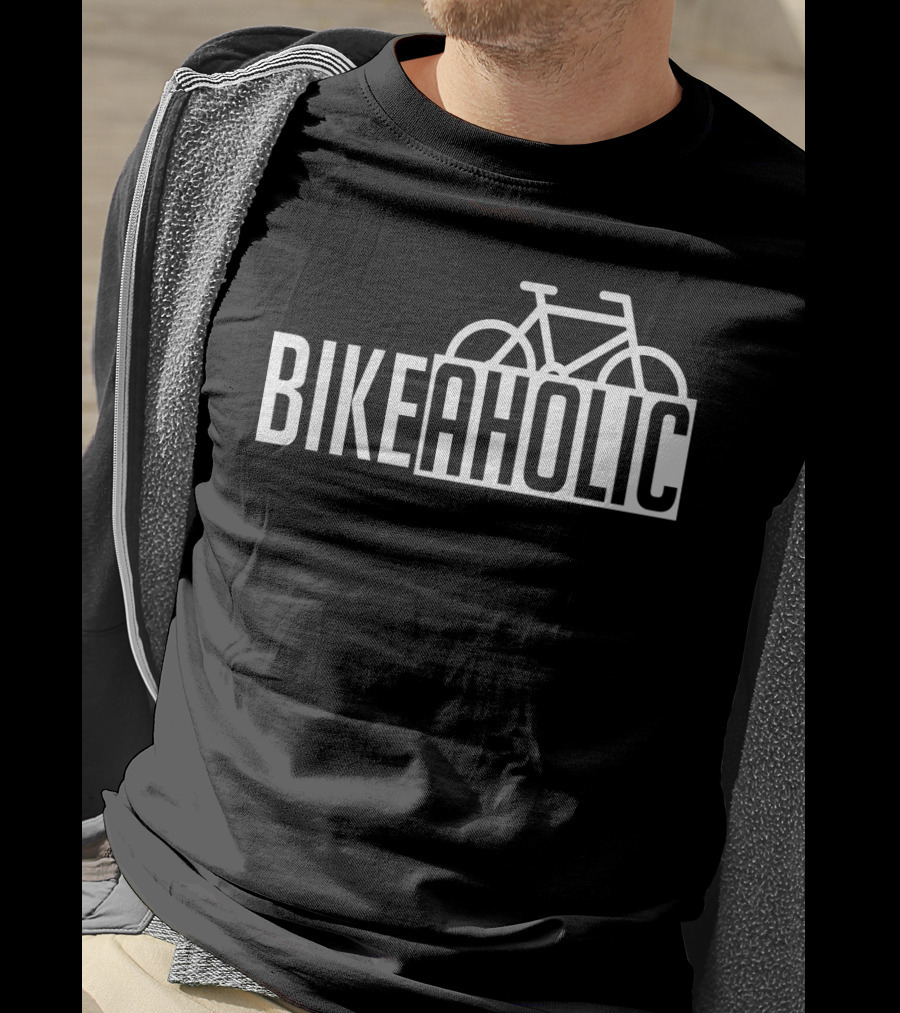 Bikeaholic Bike Typography With Bicycle T-Shirt