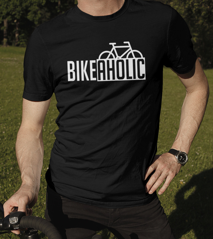 Bikeaholic Bike Typography With Bicycle T-Shirt