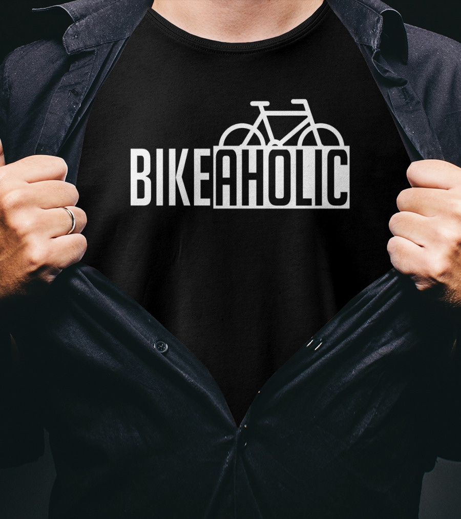 Bikeaholic Bike Typography With Bicycle T-Shirt