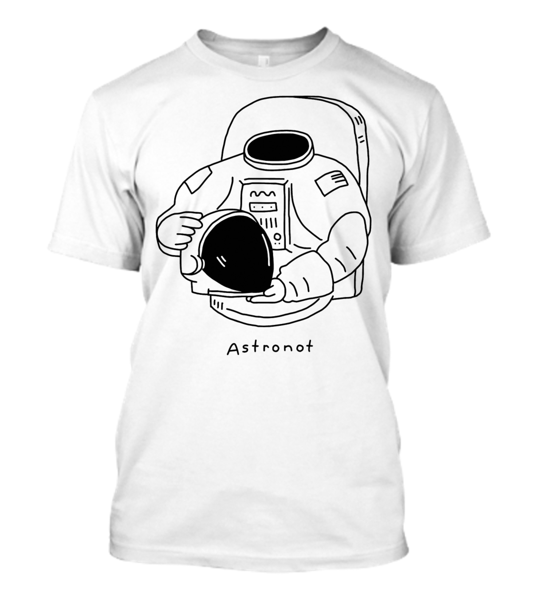 Astronot Spacesuit Holding Helmet With American Flag Patch T-Shirt