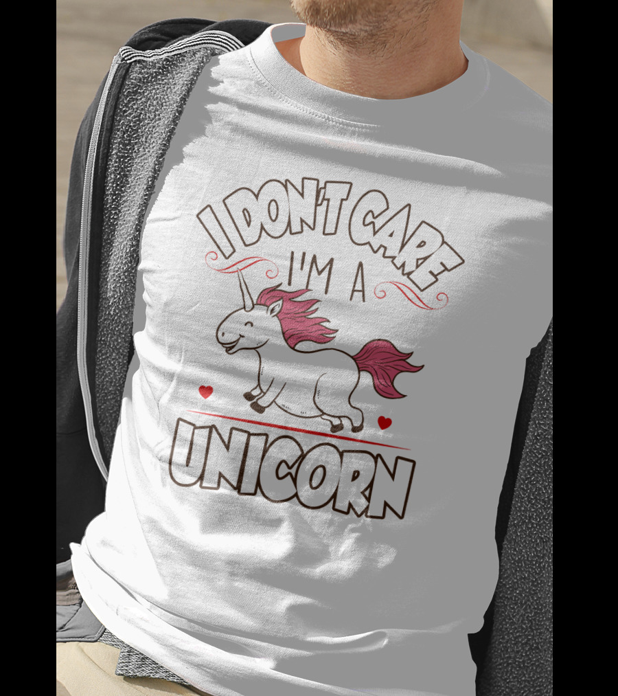 I Don't Care I'm A Unicorn Happy Running Pink Mane T-Shirt