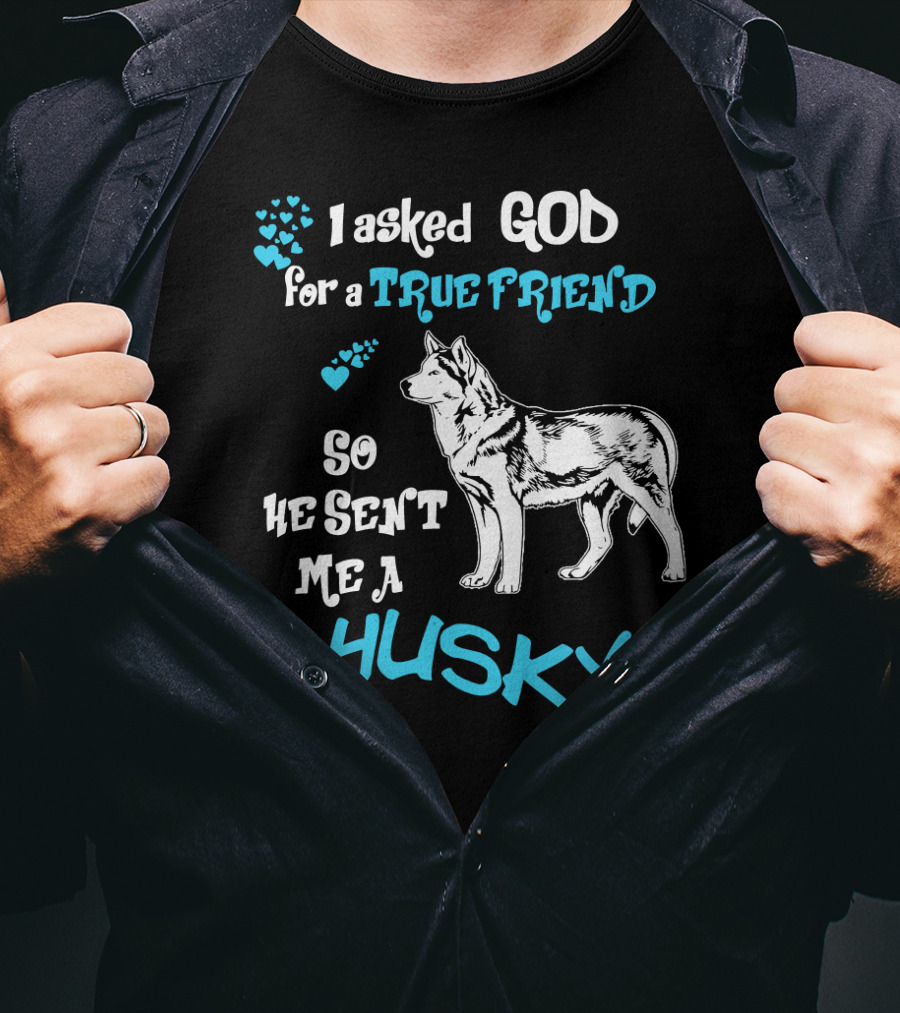 I Asked God For A True Friend So He Sent Me A Husky T-Shirt