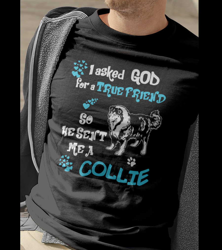 I Asked God For A True Friend So He Sent Me A Collie T-Shirt