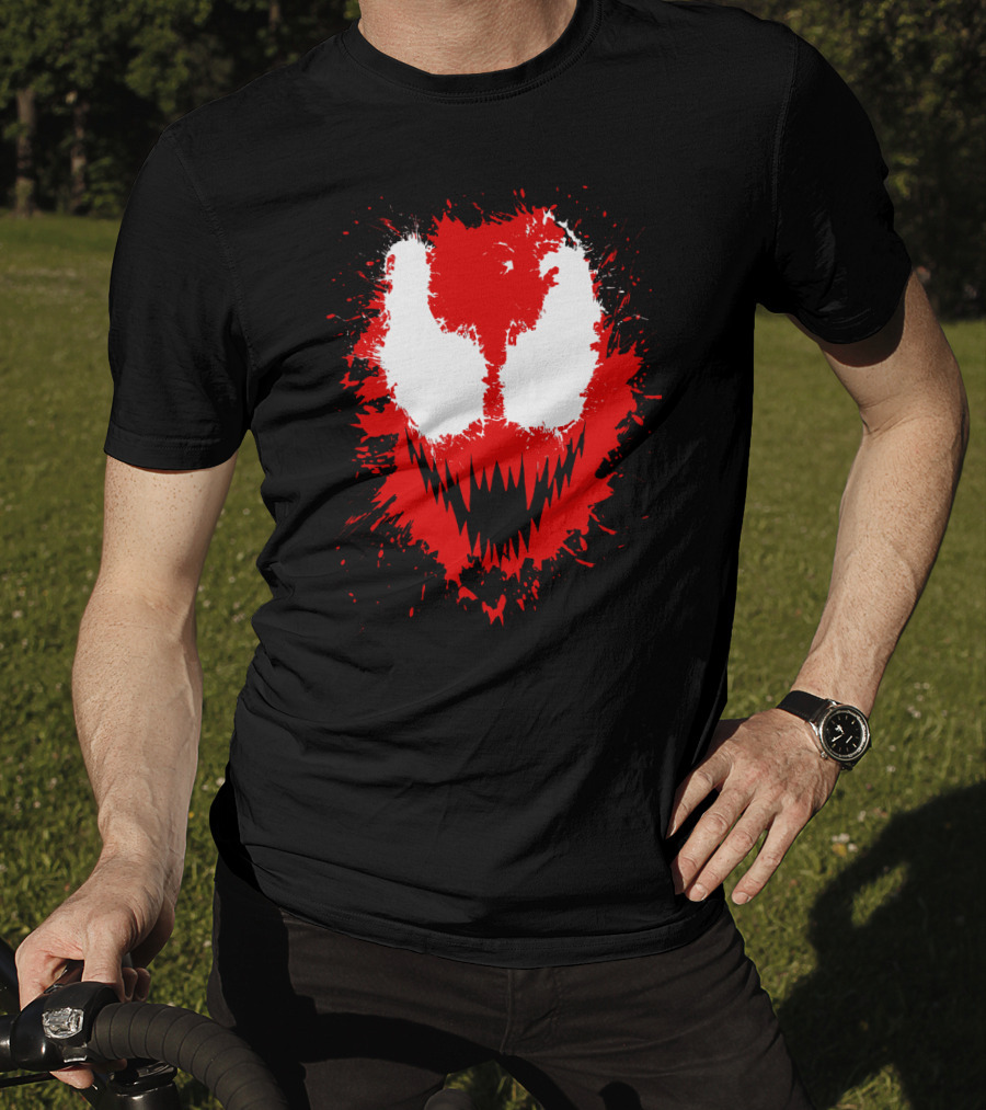 Carnage Marvel Villain Symbiote Red And Black Iconic Mask T-Shirt