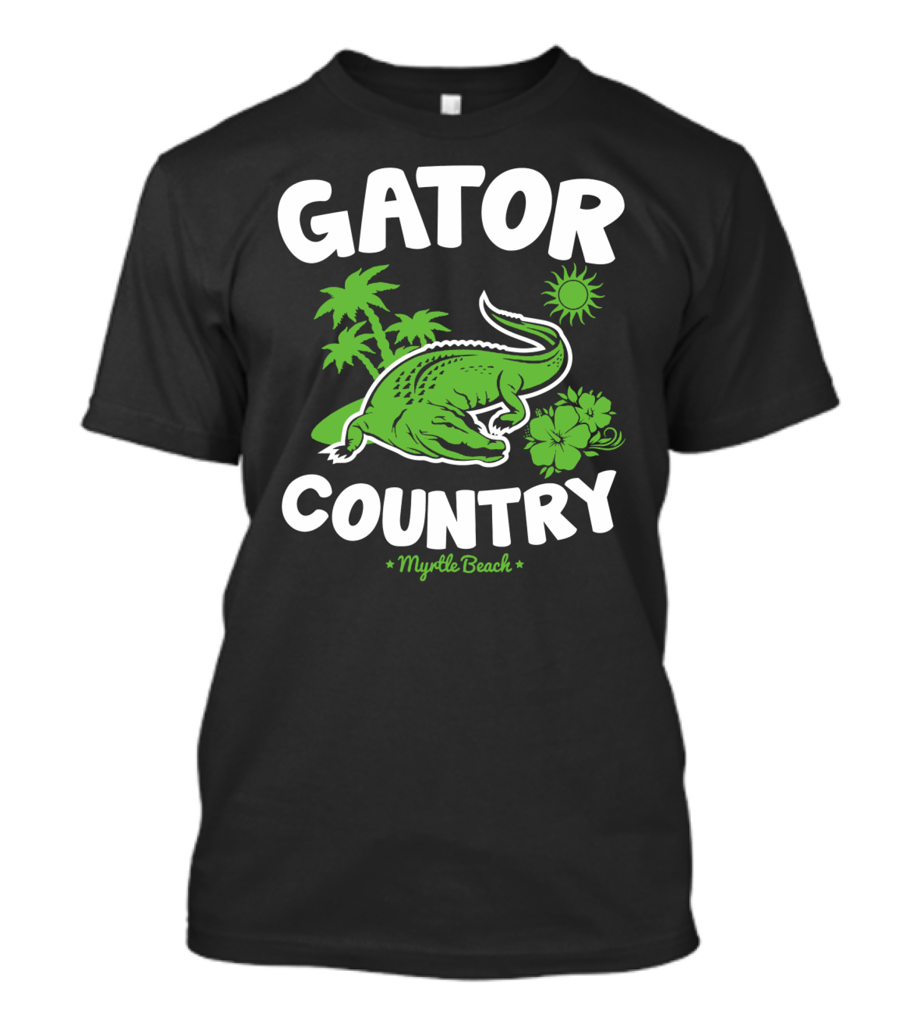 Gator Country Myrtle Beach South Carolina Palm Trees Sun Hibiscus T-Shirt