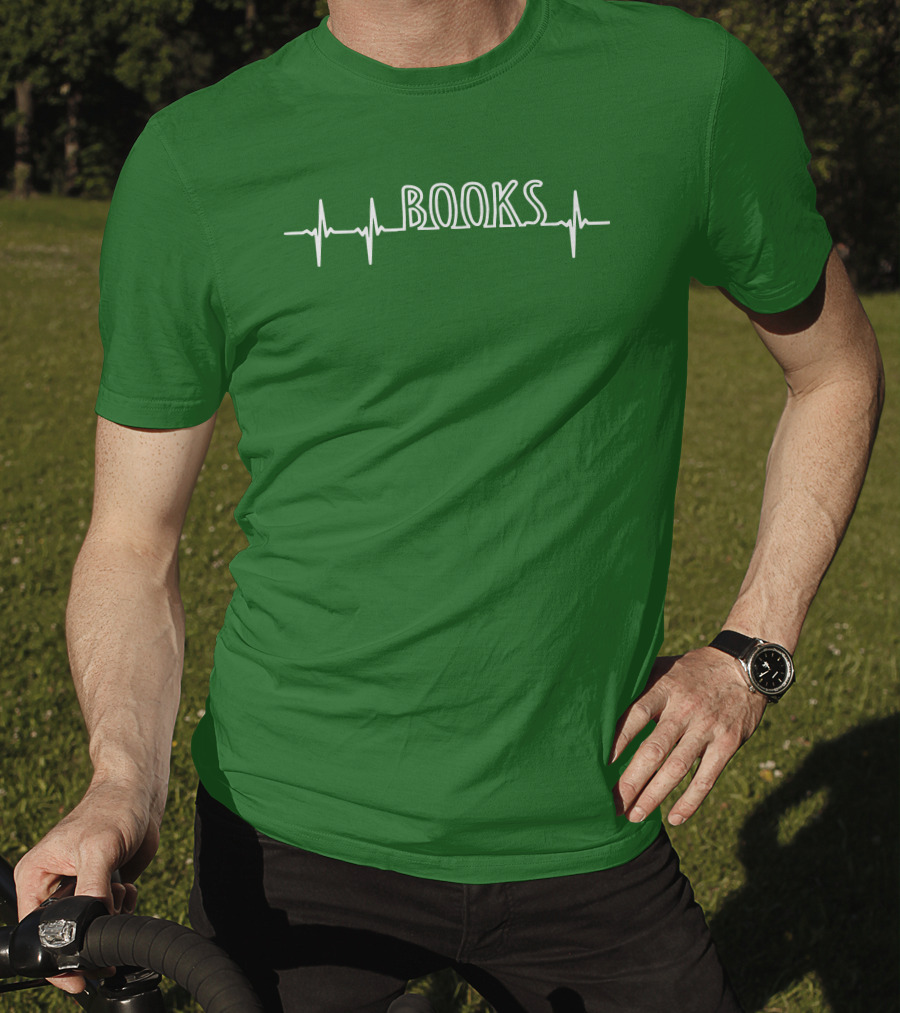 Books Heartbeat EKG Line T-Shirt