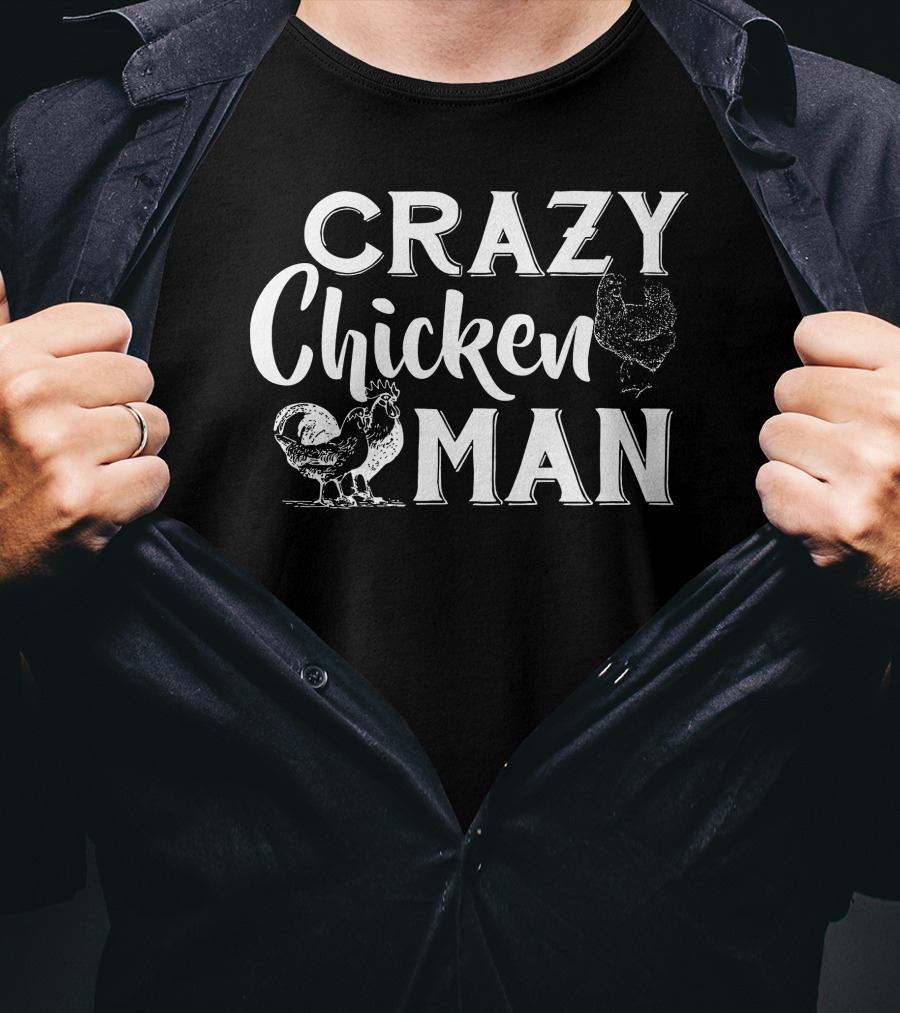 CRAZY CHICKEN MAN Retro Rooster Sketch T-Shirt