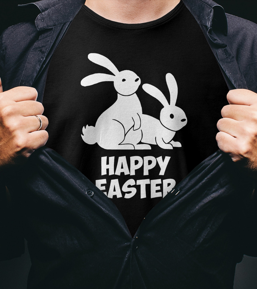 Happy Easter Bunnies Rabbit Pair T-Shirt