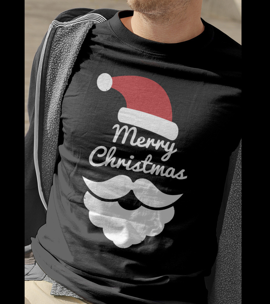 Merry Christmas Santa Hat And Beard T-Shirt