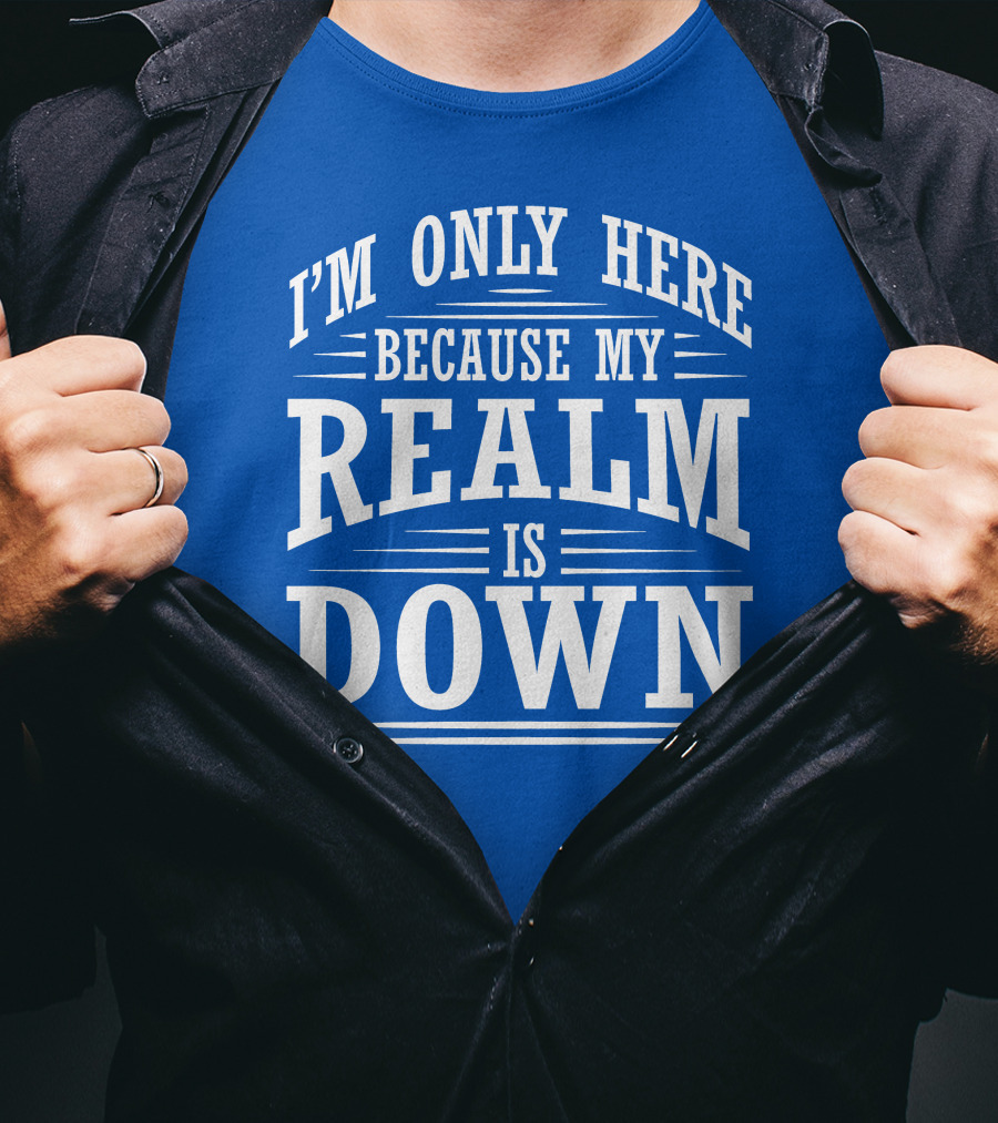 I'm Only Here Because My Realm Is Down Gaming Humor T-Shirt