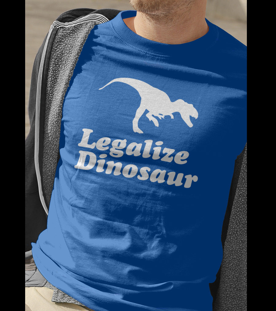Legalize Dinosaur T-Rex Silhouette On Blue T-Shirt
