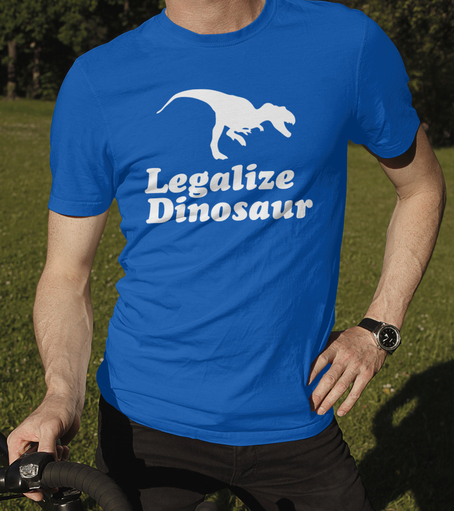 Legalize Dinosaur T-Rex Silhouette On Blue T-Shirt