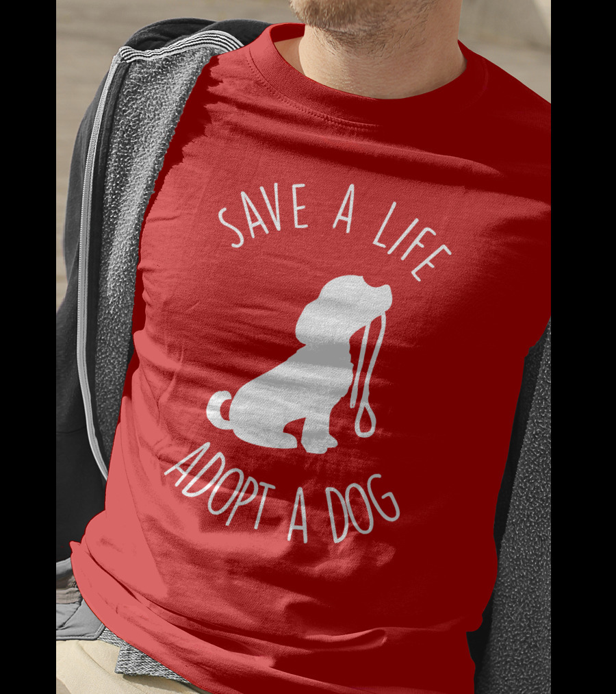 Save A Life Adopt A Dog Silhouette With Leash T-Shirt