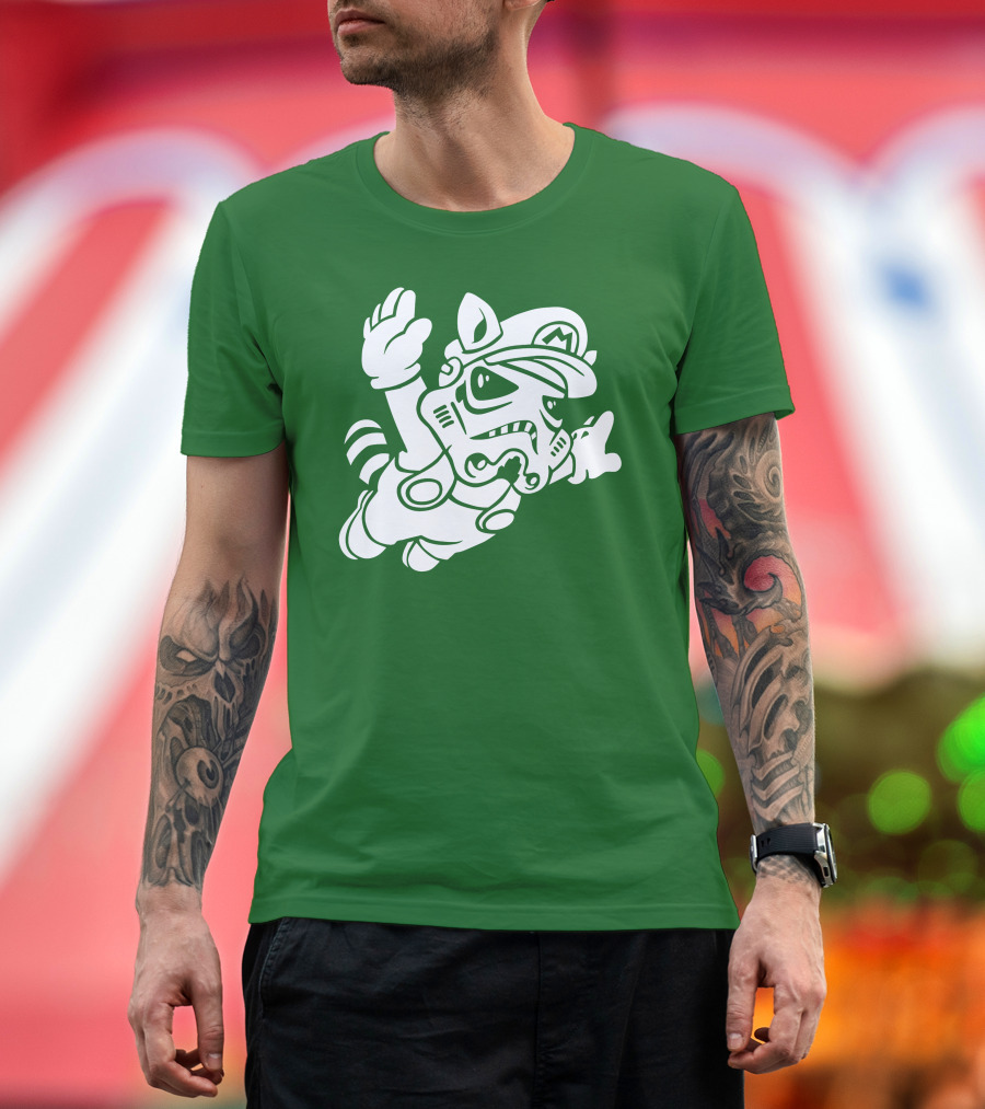 Tanooki Trooper Mashup M Helmet Raccoon Tail T-Shirt