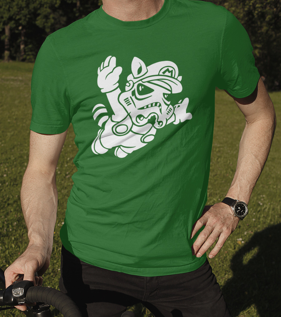 Tanooki Trooper Mashup M Helmet Raccoon Tail T-Shirt