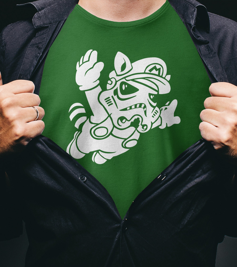 Tanooki Trooper Mashup M Helmet Raccoon Tail T-Shirt