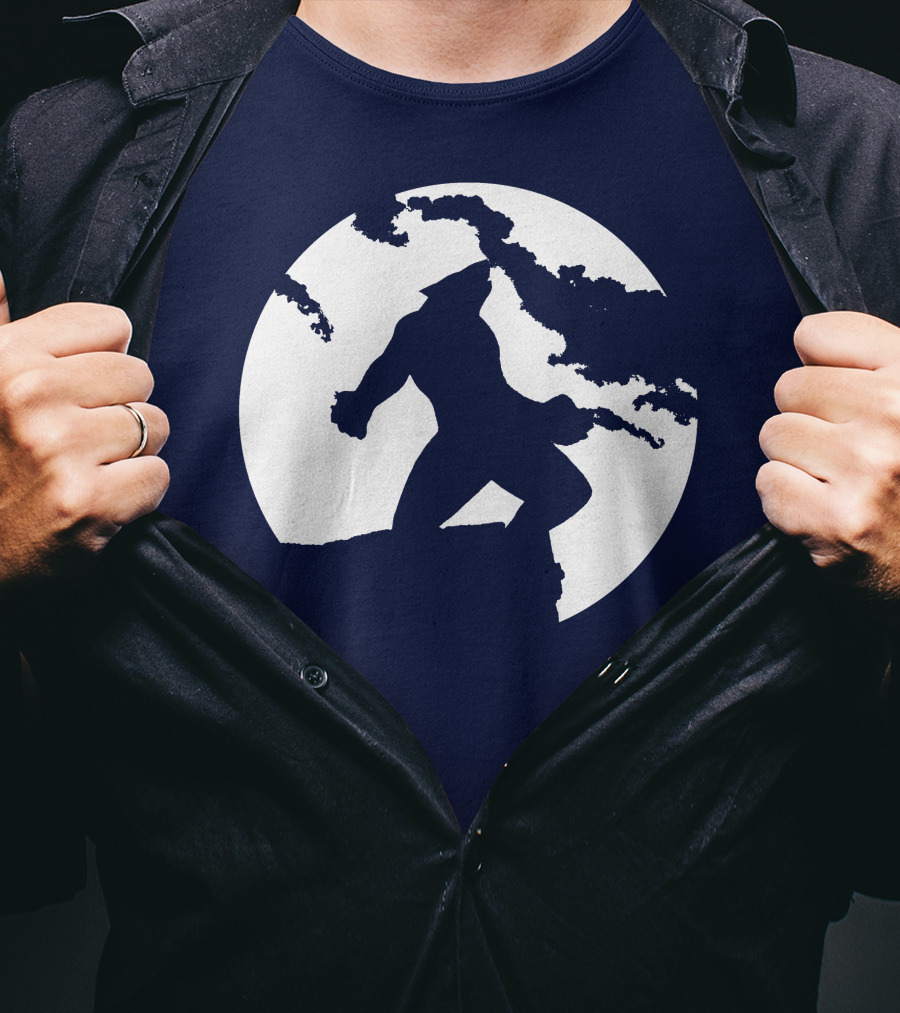 Wolf Standing Boldly Against The Moon Edge T-Shirt