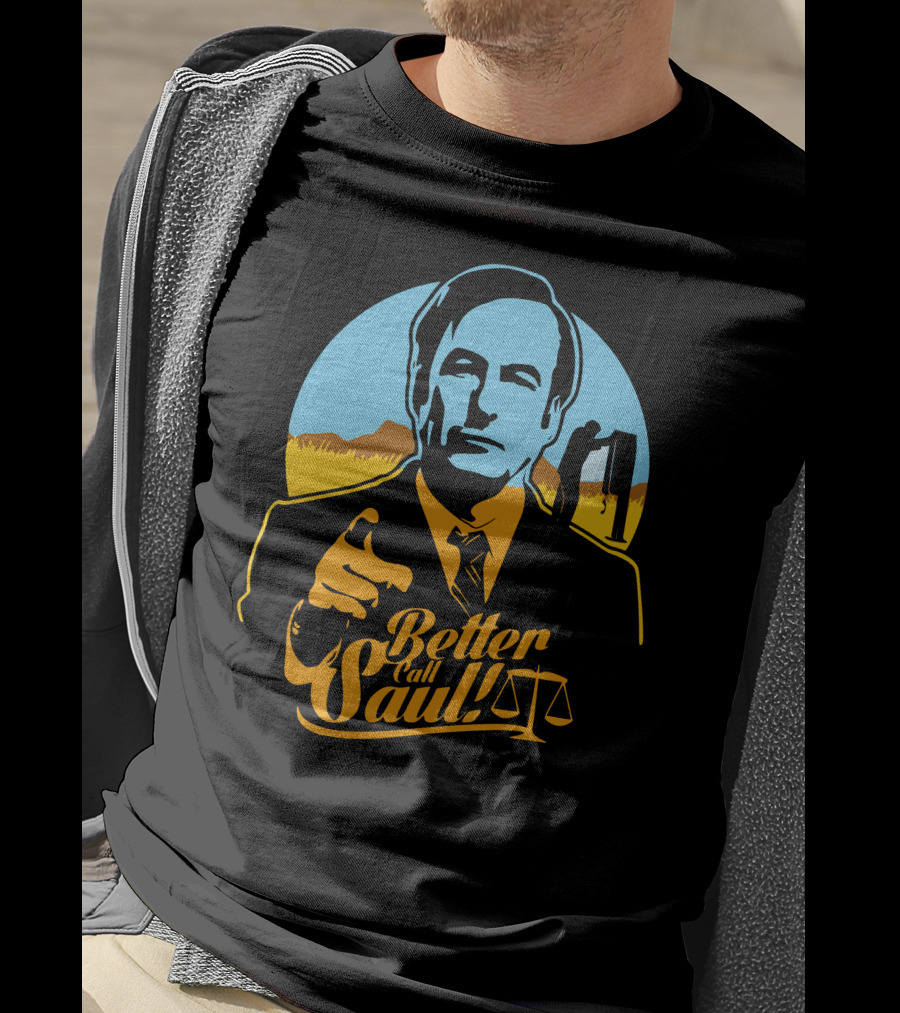 Better Call Saul Vintage Style Lawyer Silhouette With Scales Of Justice T-Shirt