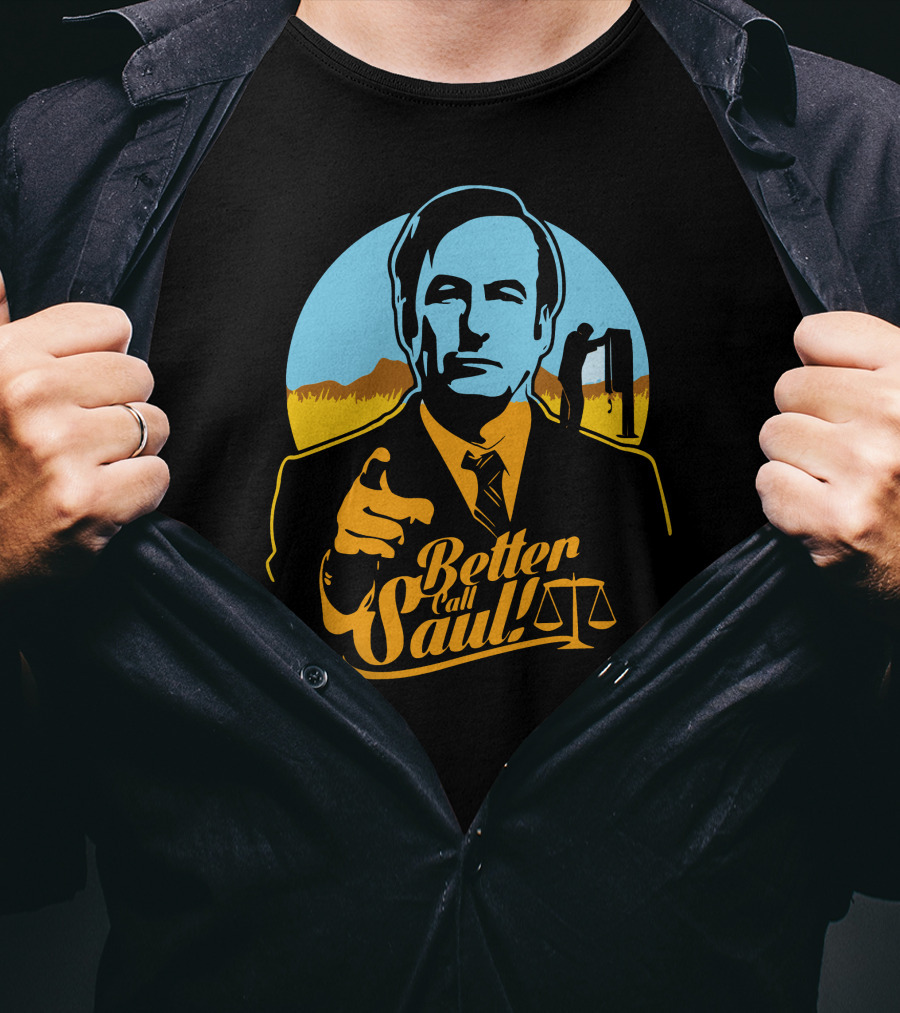 Better Call Saul Vintage Style Lawyer Silhouette With Scales Of Justice T-Shirt
