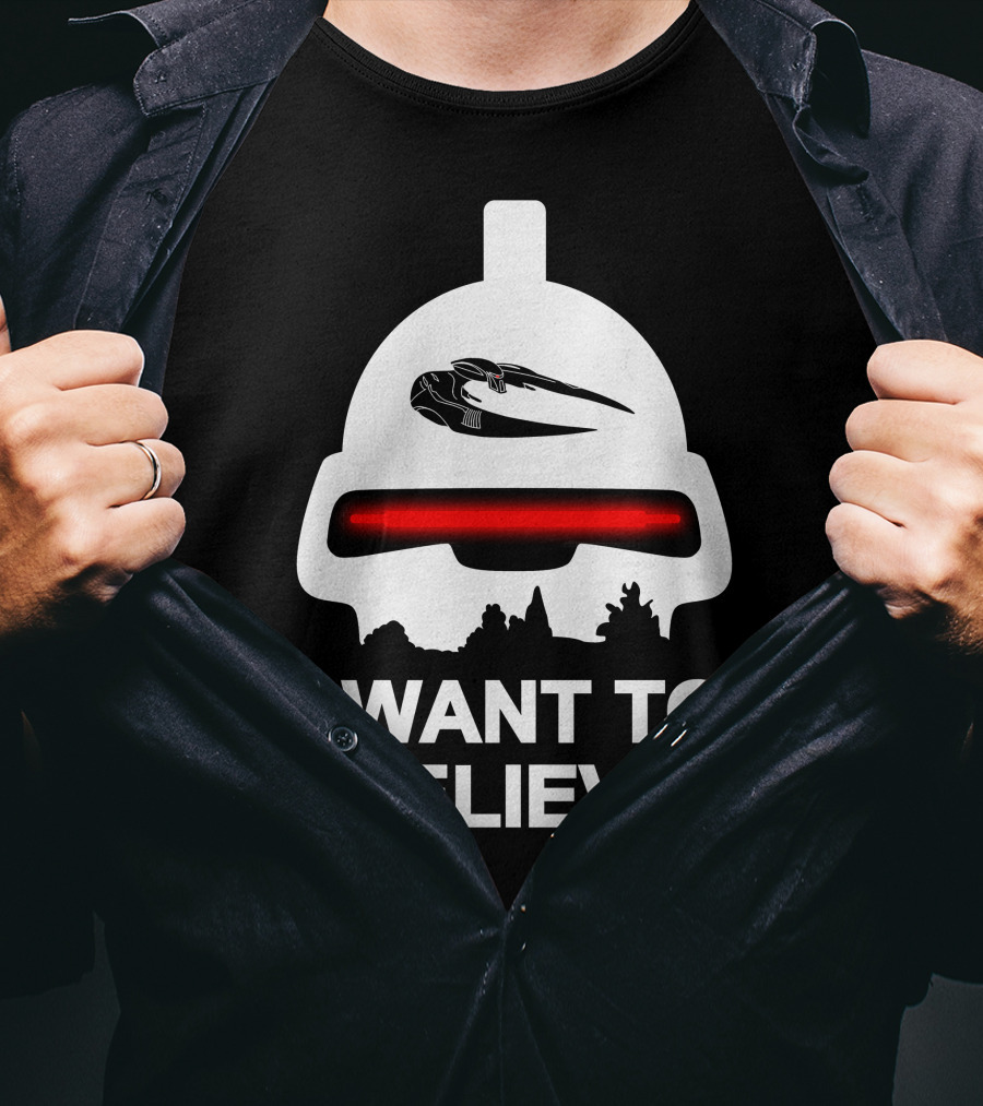 I Want To Believe Cylon Raider Battlestar Galactica T-Shirt