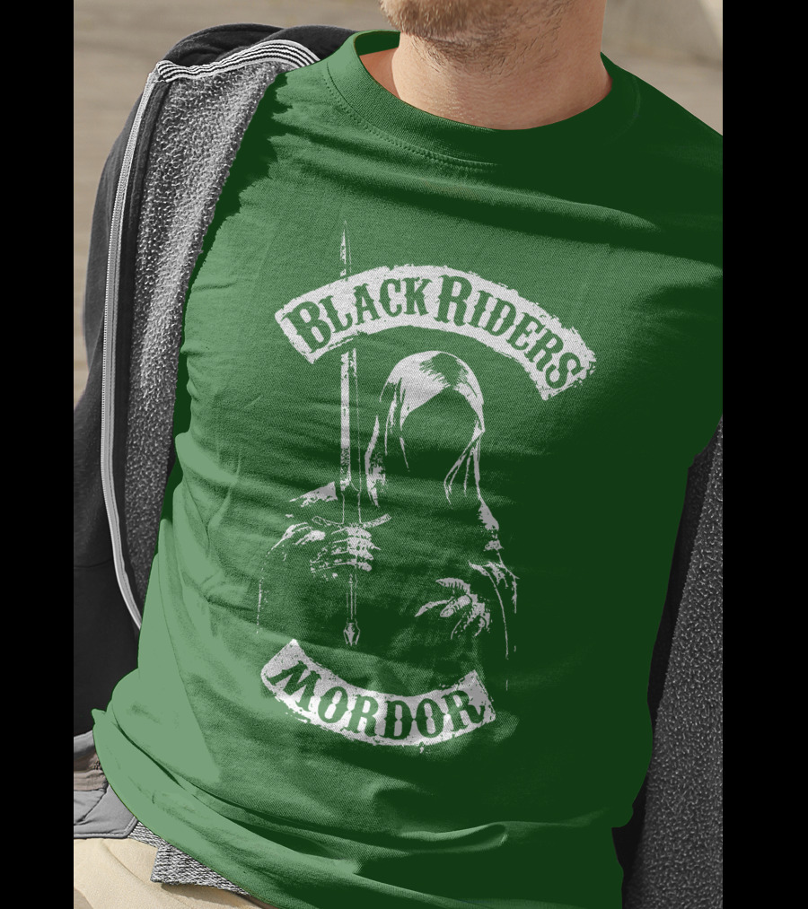 Black Riders Mordor Nazgûl Wraiths Sword Green Background T-Shirt