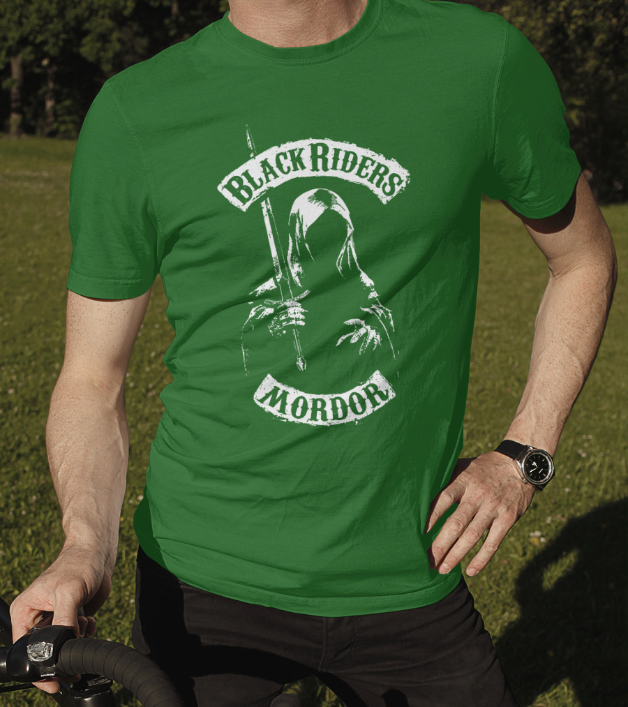 Black Riders Mordor Nazgûl Wraiths Sword Green Background T-Shirt