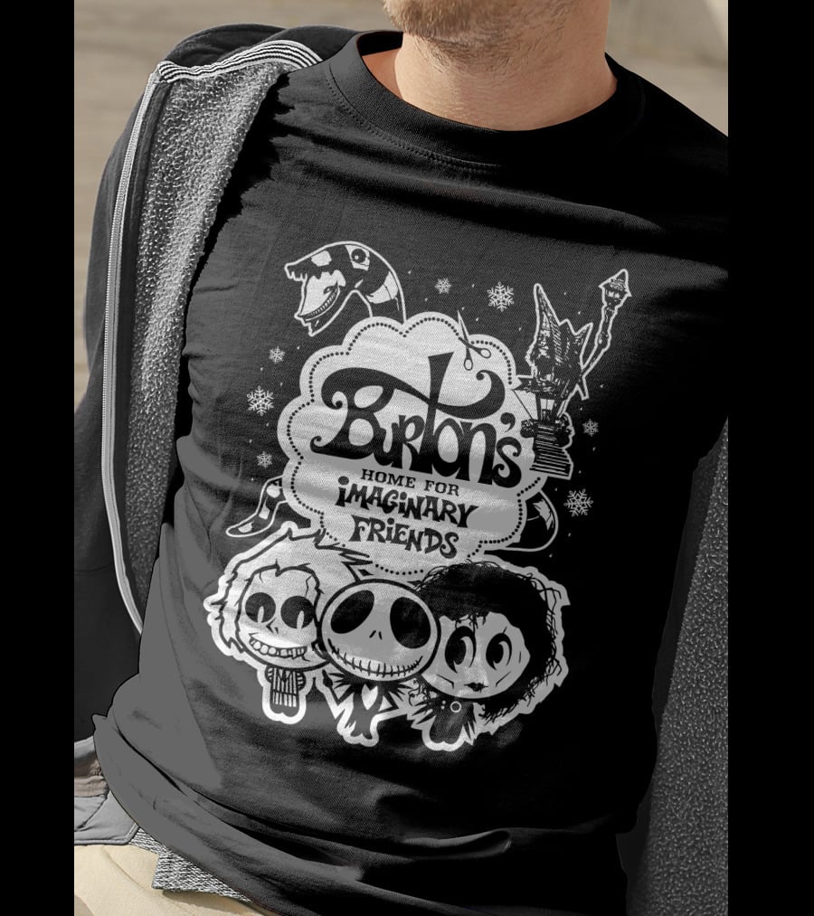Burton's Home For Imaginary Friends Halloween Characters Art Black T-Shirt