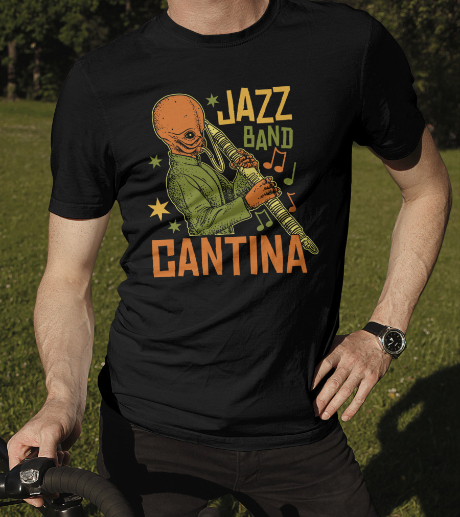 Cantina Jazz Band Musician With Instrument And Musical Notes T-Shirt