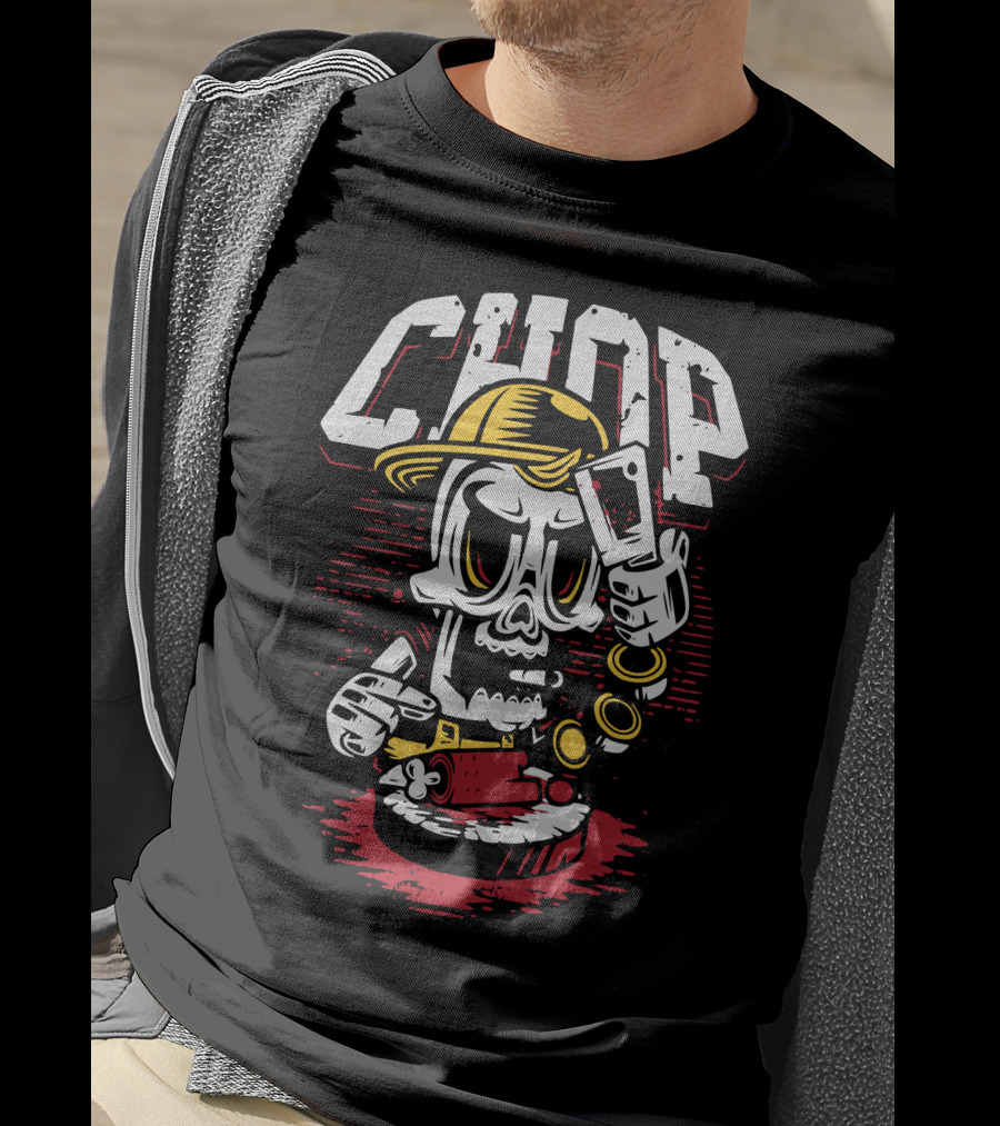 CHOP CHOP Skeleton Barber With Razor T-Shirt