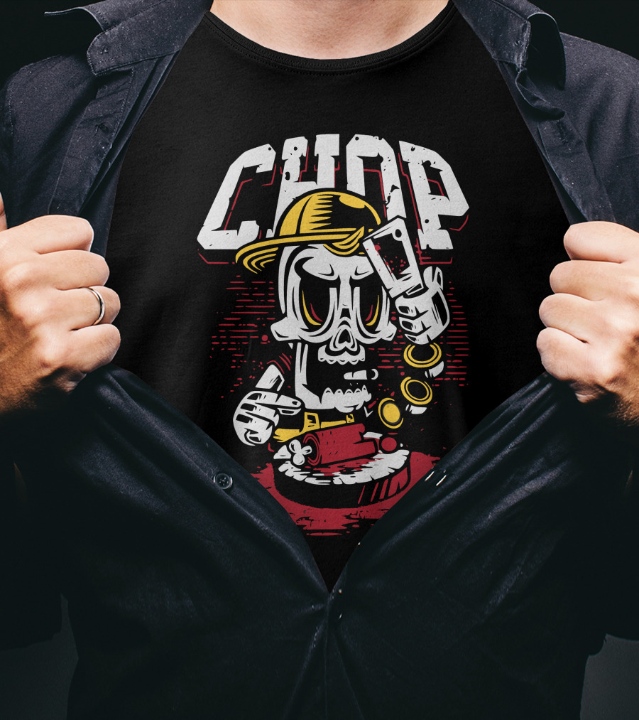 CHOP CHOP Skeleton Barber With Razor T-Shirt
