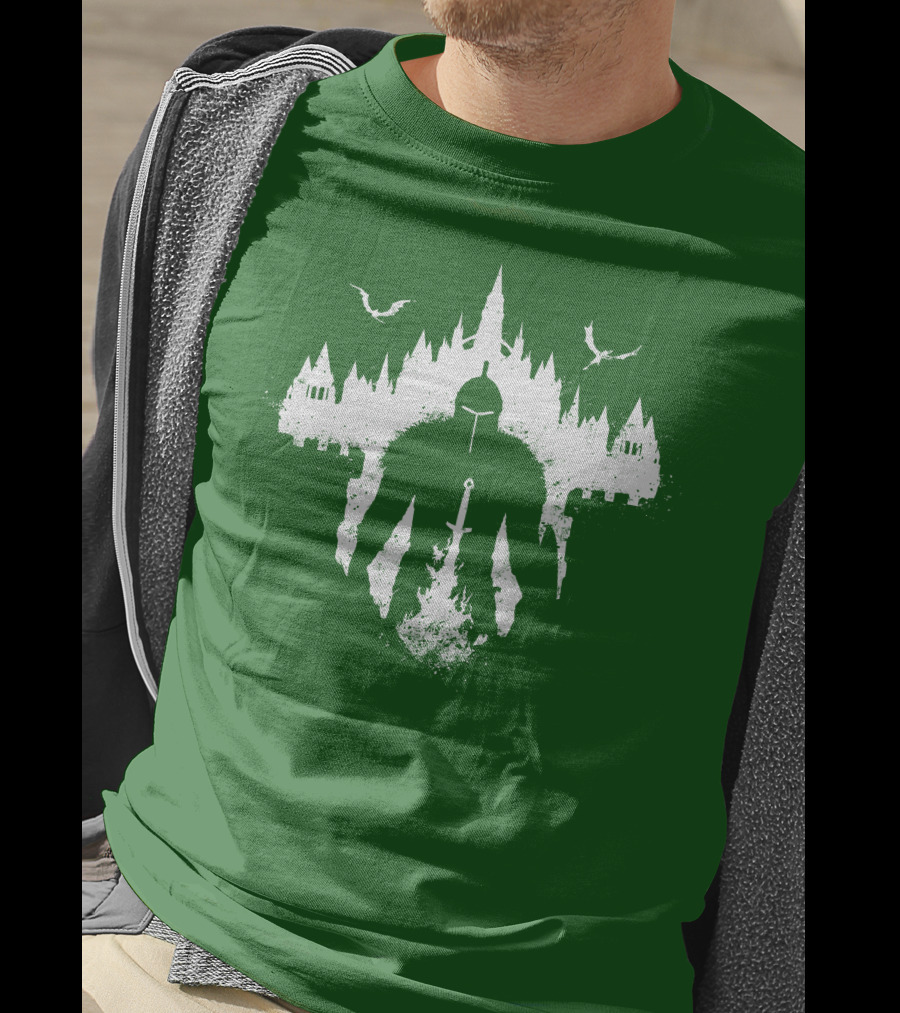 Warrior Soul Medieval Knight Silhouette With Sword And Castle In Background T-Shirt
