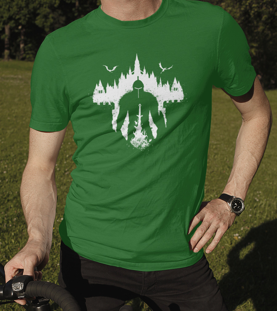 Warrior Soul Medieval Knight Silhouette With Sword And Castle In Background T-Shirt