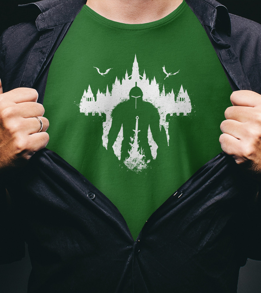 Warrior Soul Medieval Knight Silhouette With Sword And Castle In Background T-Shirt