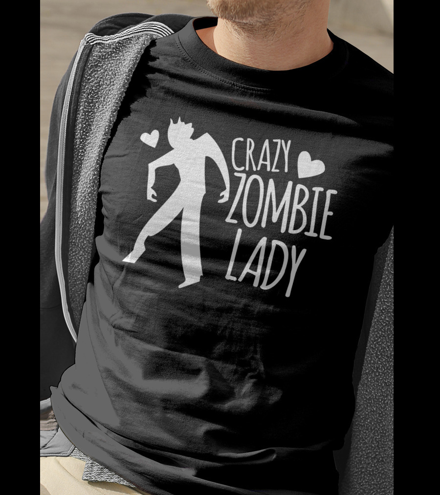 Crazy Zombie Lady With Hearts T-Shirt