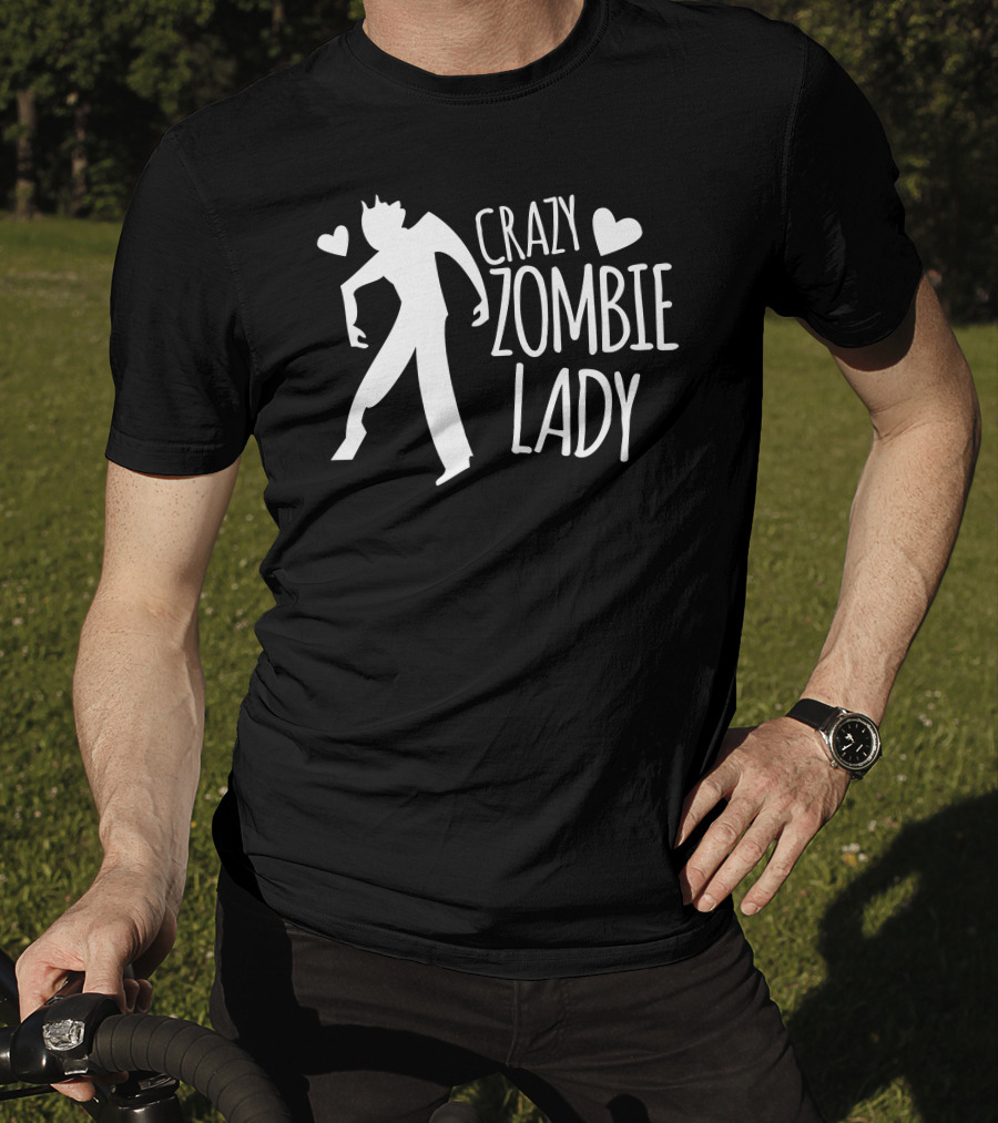 Crazy Zombie Lady With Hearts T-Shirt
